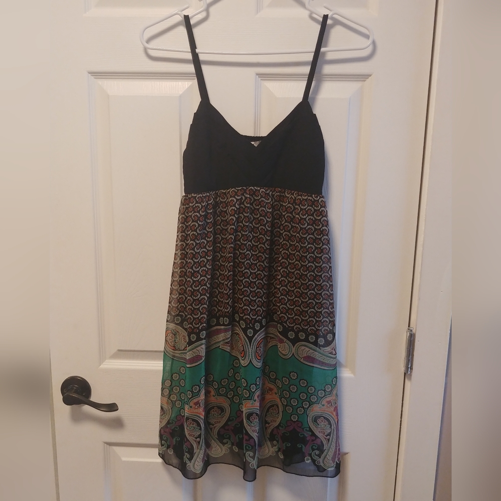 Spaghetti Strap Chiffon Mini Paisley Print Dress Size Small